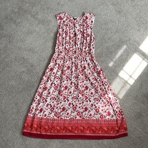 Ann Taylor Factory Red Floral Midi Dress